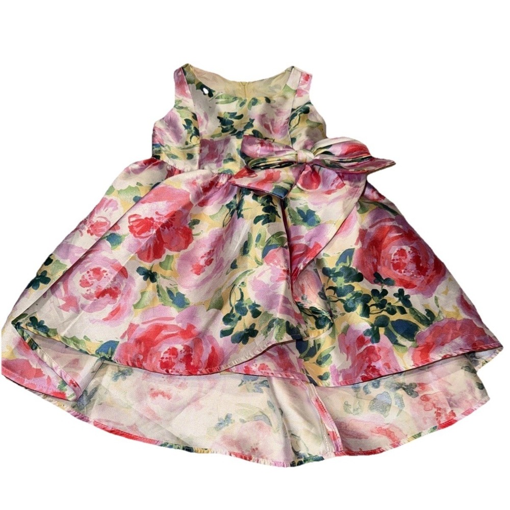 Bonnie Jean Girls Pink Floral Dress Size 3T 3 Toddler Sleeveless Easter